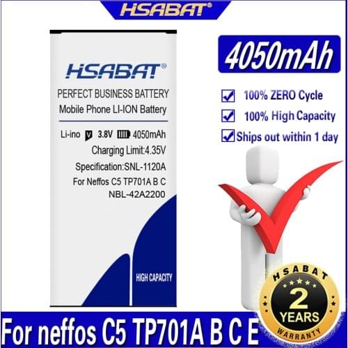 HSABAT NBL-42A2200 4050mAh Battery for neffos C5 TP701A B C E Batteries