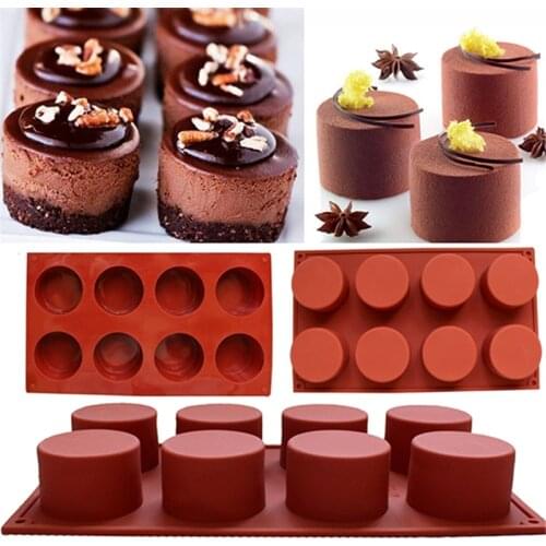 Aomily 8 Holes Pudding Muffin Cup Ice Cream Pastry Silicone Mold Cake Design Silicone Nonstick Bakeware Family Baking Cake Mould
