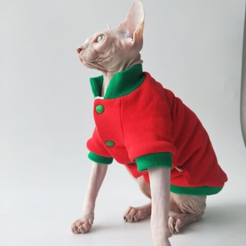 Plus velvet thickened Sphinx hairless cat German autumn and winter Christmas plus velvet warm cotton coat
