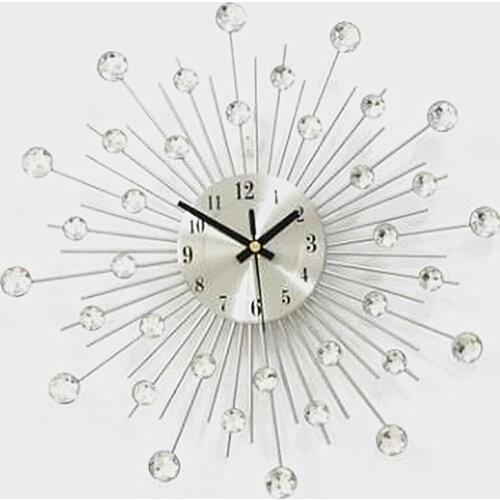 Free Shipping Iron Artworks Home Decor Diamond Decorated Briliant Danelion-Shape Metal Clock Stopwatch33*33 New Year Decoration