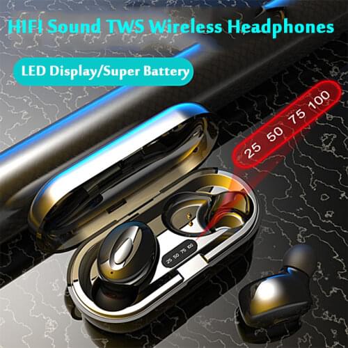 Wireless Bluetooth 5.0 Earphones IPX5 Waterproof Headsets Bass Stereo In-Ear Earbuds HiFI Stereo Sports Earpiece for Xiaomi