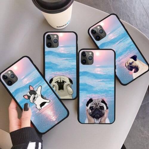 Pug French Bulldog beach sunset Phone Case for iPhone 11 12 pro XS MAX 8 7 6 6S Plus X 5S SE 2020 XR mini