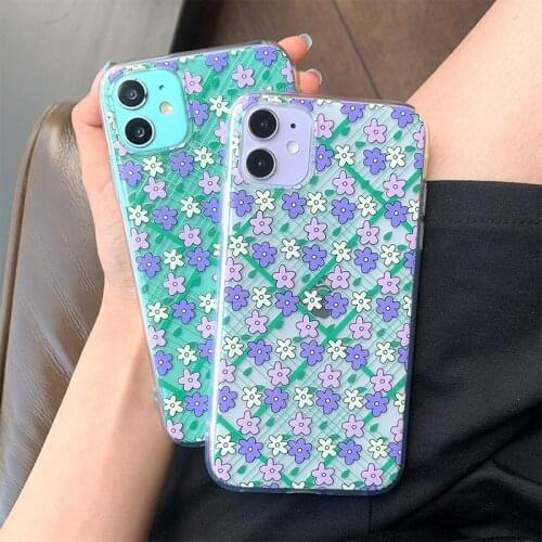 Retro Flower Pattern Case for IPhone 11 12pro for IPhone 12 12mini Soft Silicone Phone Case 11Pro Max XR XS Max 8 7 Plus Case
