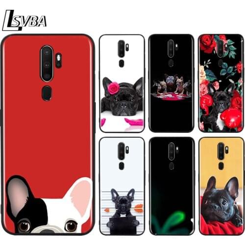 Black TPU Soft Cover Cute French Dog for OPPO A9 2020 Reno 10X ZOOM ACE 4 3 2 Z F Pro 4G 5G Phone Case