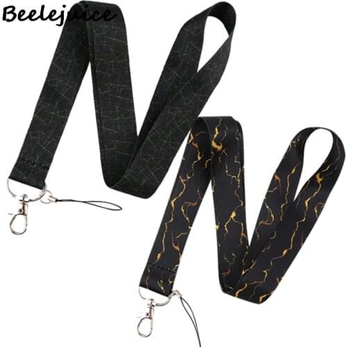 Black Marble Neck Keychain Necklace Webbings Ribbons Anime Cartoon Neck Strap Lanyard ID badge Holder Keychain Lanyards Gifts