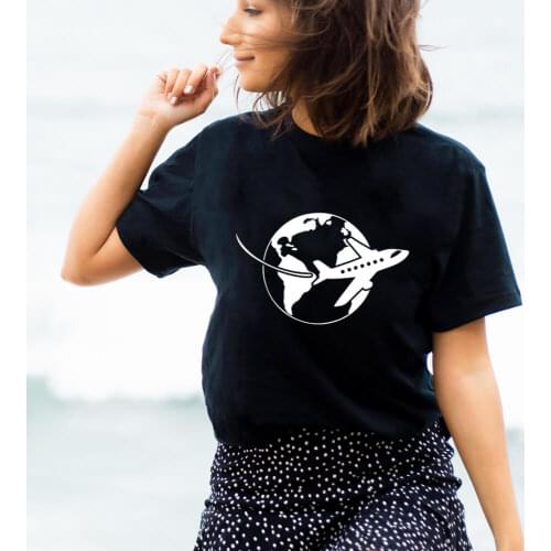 Flying Around The World Women T-shirt Unisex 100%Cotton Funny Summer Autumn Casual Short Sleeve Top Traveler Shirt Vacation Tee