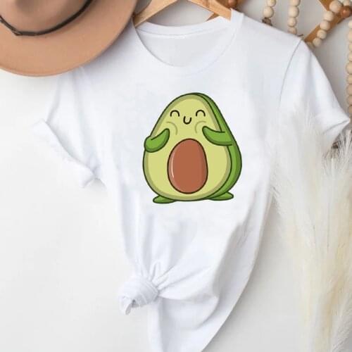 T-shirts Women Cartoon Avocado Funny Fruit Fashion Sweet 90s Fashion Clothes Stylish Tshirt Top Lady Print Girl Tee T-Shirt