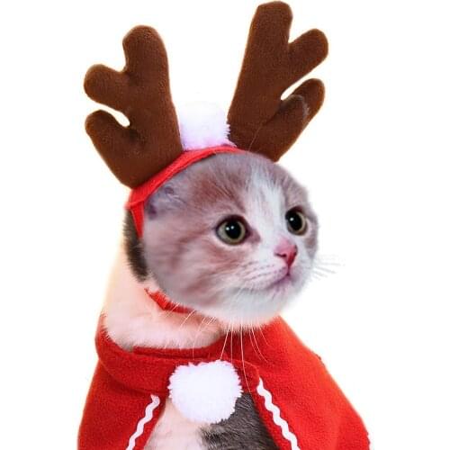 New Year Halloween Pets Hat Headwear Horns Scarf Cape Headband Furry Costume Cat Accessories Christmas Dress for Dogs or Cats