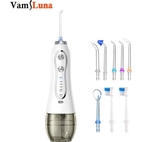 8 Jet Tips Cordless Water Flosser for Teeth 5 Modes Portable Oral Irrigator with 300ML Water Tank USB Rechargeable Teeth Cleaner
