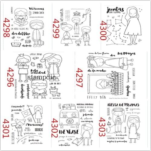 Spanish girl Rubber Silicone Clear Stamps for Scrapbooking Tampons Transparents Seal Background Stamp Card Making Diy