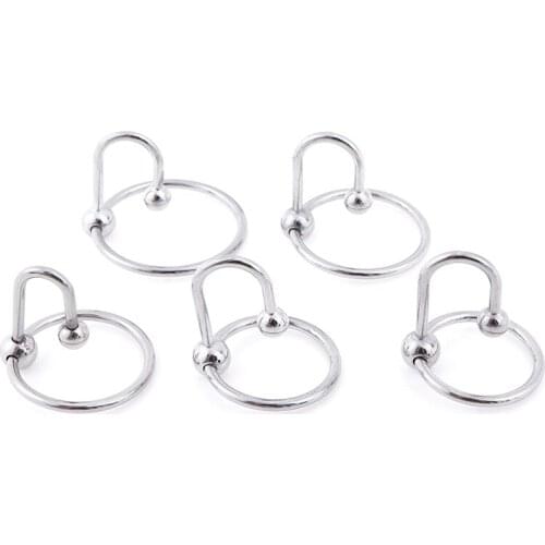 5 Size Penis Ring Penis Plug Male Chastity Device Urethral Dilator Penis Rings with Head Ring Stainless Catheter Sound Beads