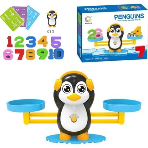 Montessori Math Toy Learning & Education Penguin Animal Balance Small Size Scale Number Board Game Kids Learning Digital Gift