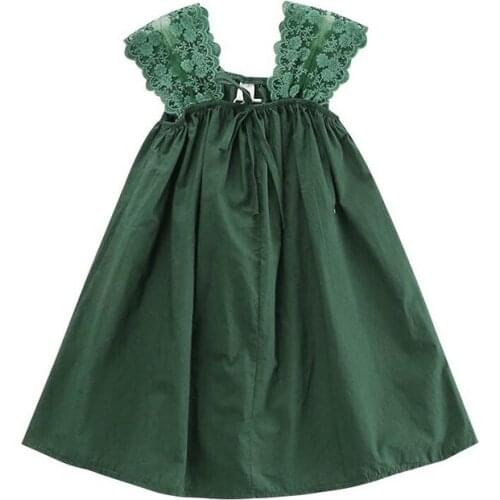 2021 Fashion Baby Girl Summer Dress Sleeveless Lace Solid Color Fashion Ins Baby Dress Birthday Party Princess Dress