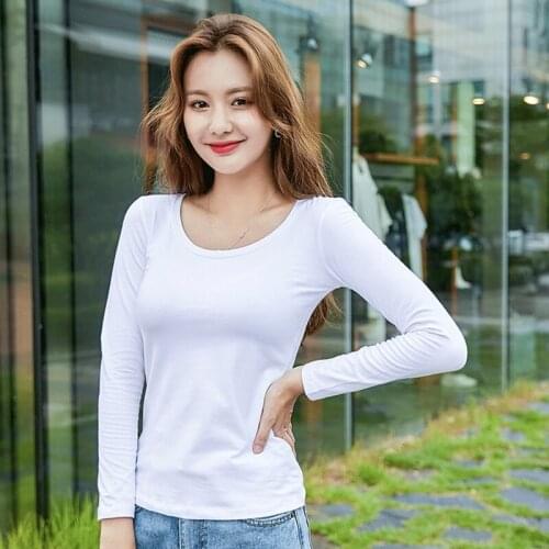 MRMT 2021 Womens Cotton 100% T-shirt Long Sleeve Slim Round Neck Women T-shirts For Female Brand New Tops Tees Woman T shirt