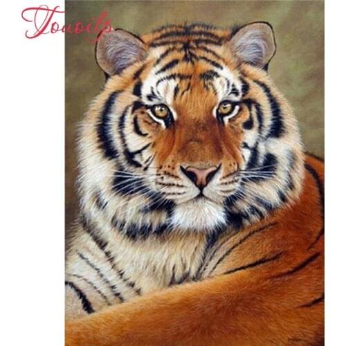 Diy diamond painting tiger rhinestone pasted cross stitch round diamond embroidery animals stickers handcraft crafts painting
