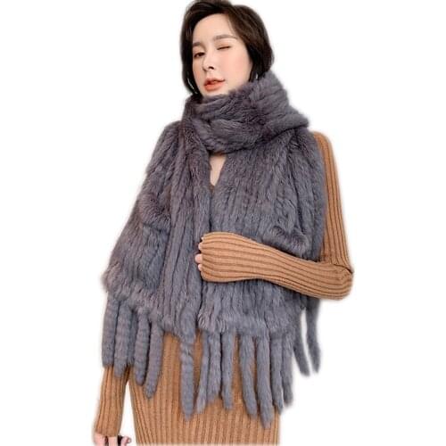 Novelty Fashion Women Real Rabbit Fur Poncho Shawl Coat Twist Knitted Cashmere Fur Sweater Cape quality scarf Autumn Spring