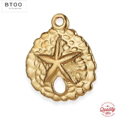 10PCS Sand Dollar 14K Gold Filled Pendant Sand Dollar Charm Jewelry for DIY Bracelet Necklace Making Jewelry Findings