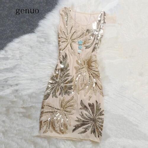 New Summer Elegant Dress With Embroidery And Sequins Vest Dress Beautiful Slim Women Sleeveless Party Dresses