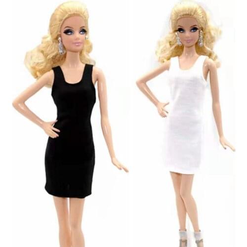 Pure Black White Tank Dresses For Barbie Doll Clothes 11.5" BJD Dolls Accessory Outfits Party Gown Kids & Baby DIY Toy Girl Gift