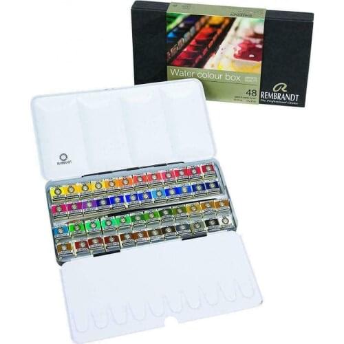 Rembrandt Artist Professional Solid Watercolor Paint Set - 48 Half Pans