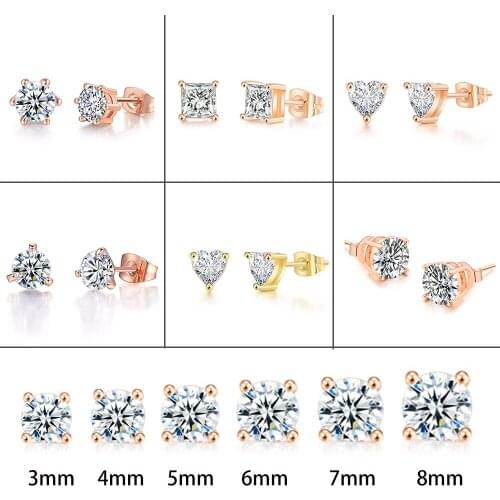 2021 New Various Size Earrings For Women Shiny Clear Zircon Stud Earring for Female Male Crystals Ear Accessories Earing Jewelry