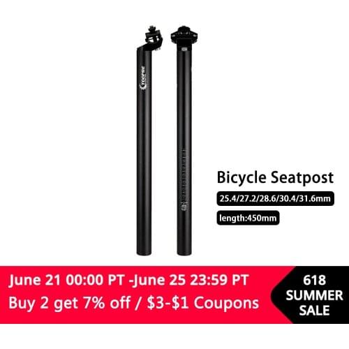 Mountain Bike Seatpost Aluminum Alloy Seat Post Double Track Seatpost 25.4 27.2 28.6 30.4 31.6mm Matte Seat Tube Free Shipping
