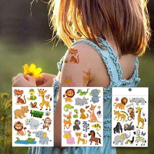 Jungle Animal Party Supplies Waterproof Tattoo Temporary Tattoos Sticker Party Decorations Children Gifts Toys Decor Supplies