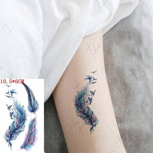 Waterproof Temporary Tattoo Sticker Color Feather Swallow Flying Bird Cool Ins Body Art Flash Tatoo Fake Tatto For Woman Men Kid