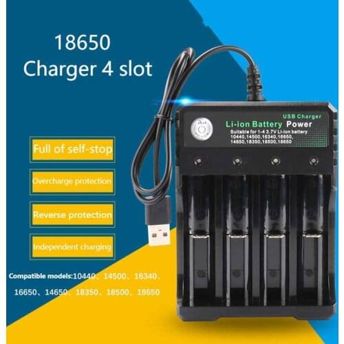 18650 Battery Charger 18650 Rechargeable Battery Charger 1/2/4 Slots Dual For 18650 Charging 3.7V Rechargeable Lithium Battery