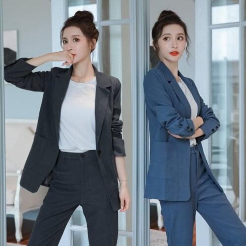 Ladies suit autumn and winter new high-end thickening blazer + trousers set two-piece temperament fashion womens clothing