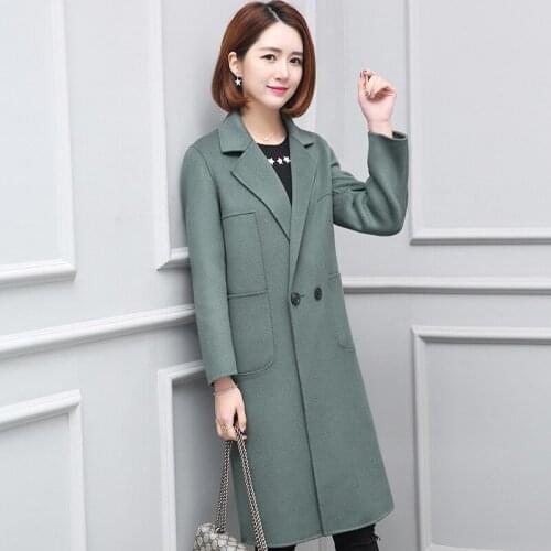 2020 100% Wool Coat Women Double-sided New Spring Autumn Long Female Jacket Cashmere Womens Coats Casaco Feminino KJ741