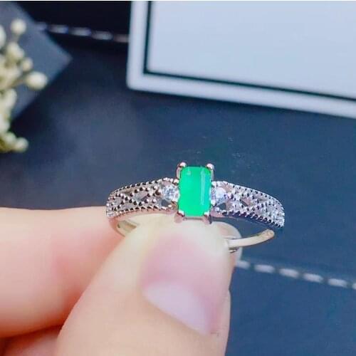 Elegant Restoring Hollowing square Natural green emerald Ring Natural gemstone ring S925 silver women party Jewelry