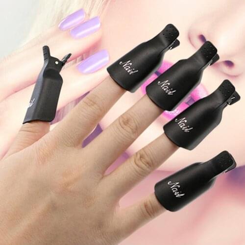 10PCS Plastic Nail Art Soak Off Cap Clip UV Gel Polish Remover Wrap Tool Nail Art Tips for Fingers Nail Polish Remover Nail Tool