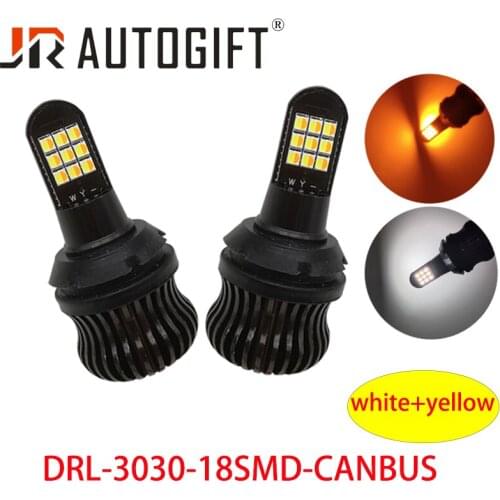 2PCS Dual Color 1156 BA15S 3030 18smd LED Bulbs Turning Lights 18SMD White Amber Error Free Canbus DRL