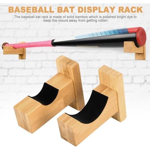 2PCS Baseball Bat Display Rack Wall Mounted Bat Holder Bamboo Bat Display Case for Placing Baseball Bat Softball Bat Hockey Stic