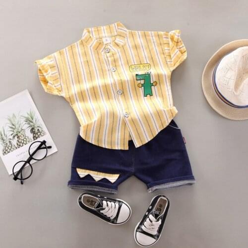 2021 Summer Toddler Baby Boys/Girls Clothing Sets Cartoon Cotton Stripe T-Shirt+Shorts 2pc Casual Kids Outfits Infant Clothes