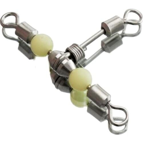 3 way Brass swivel Fishing tackle product with night vision beans Triple connector Fishing accessories 1piece