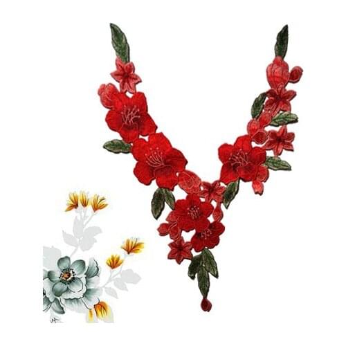 3D Collar Embroidered Lace Applique Fabric Wedding Dress Accessories DIY Sew Cloth Lace Decorative Patch RS789