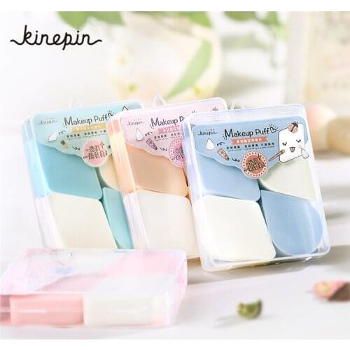 4PCS/Box Professional Studio Makeup Sponge Blender Portable Cosmeitc Foundation Sponge Powder Puff with Clear Holder Case