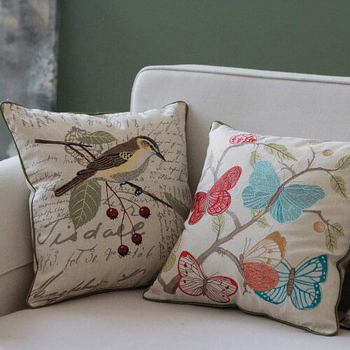45x45cm Colored Butterfly High-end Embroidery Throw Pillow Case Cushion Cover Nordic Pink Decorative Pillows Sofa Living Room