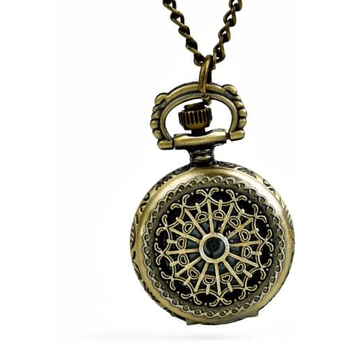 6067 Trend Retro Small Spider Web Pocket Watch Hollow Bronze Back Pattern Personality Fashion Pocket Watch Tide Pocket Watch