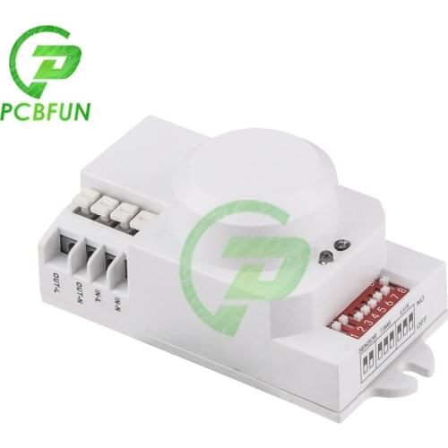 AC 85V-250V 5.8GHz Microwave Radar Sensor Switch Body Motion Detector for LED Light Sensors Switches