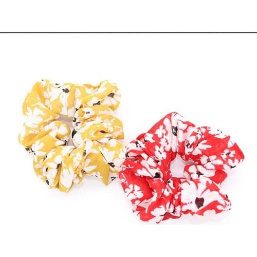 Free shipping summer Floral printed womens Hair Scrunchies korean style hair bands girls Accessories Ponytail Holder