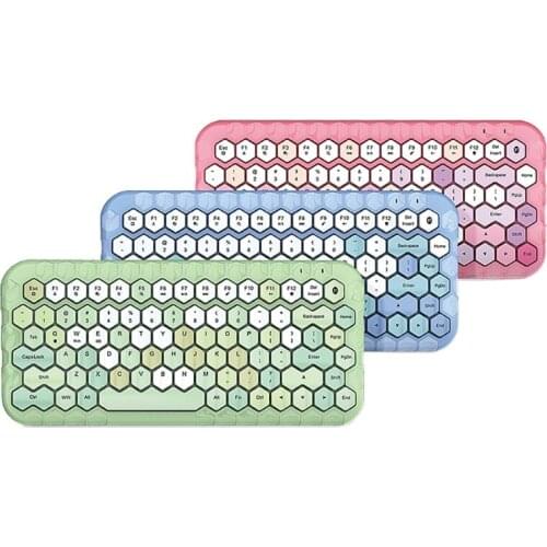 2.4G Wireless Bluetooth Keyboard Sweet Color Prismatic 83-Keys Silent Keyboard