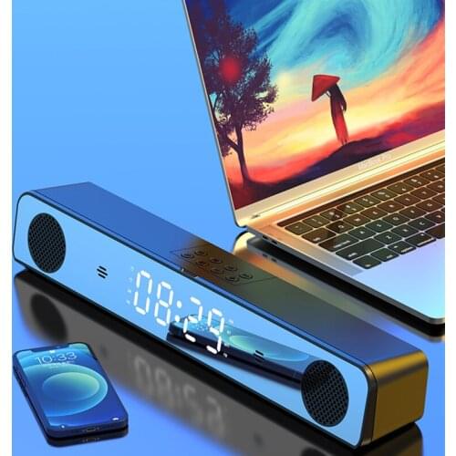 Wireless bluetooth speaker mirror rear view mirror alarm clock bar surround sound subwoofer laptop USB wired dual music player