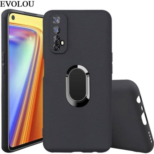 For Realme C17 Case Cover Matte Silicone Soft Finger Ring Magnet Phone Case For Realme 7i 7 Pro Pro Stent Phone Cases capa
