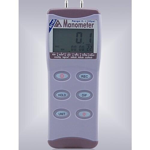 AZ82100 Digital Manometer AZ Digital Pressure Gauge Differential Pressure Meter Tester 0-100psi
