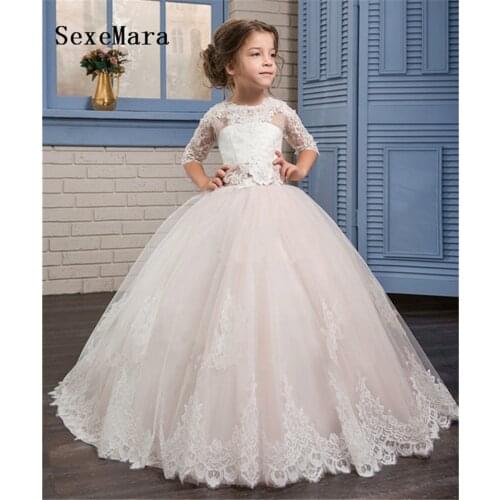 Flower Girl Dresses for Weddings Long Sleeve Girls Pageant Dresses First Communion Dress for Girls