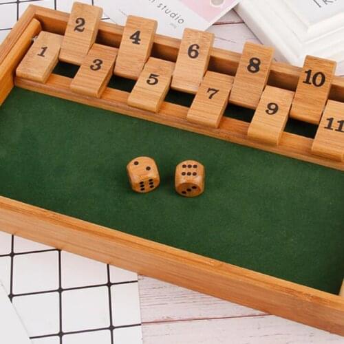 Shut The Box Wooden Mathematic Traditional Pub Board Dice Game Travel 4 Players Family Travel Fun Game Set