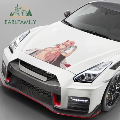 EARLFAMILY 58cm x 38.9cm Cool Big Car Stickers for Darling In The Franxx Zero Two Anime Sexy Decals Vinyl Car Whole Body Decor